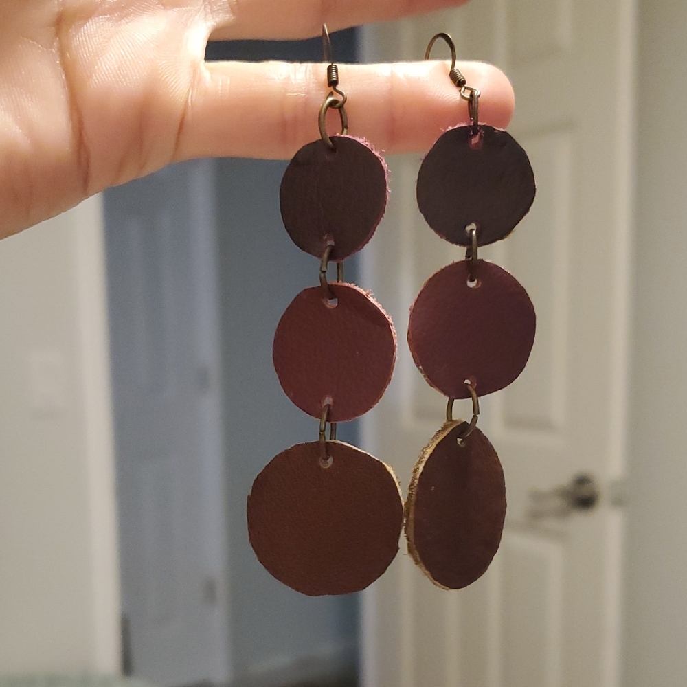 Boho Leather Disc Earrings